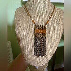 Boho orange chain necklace